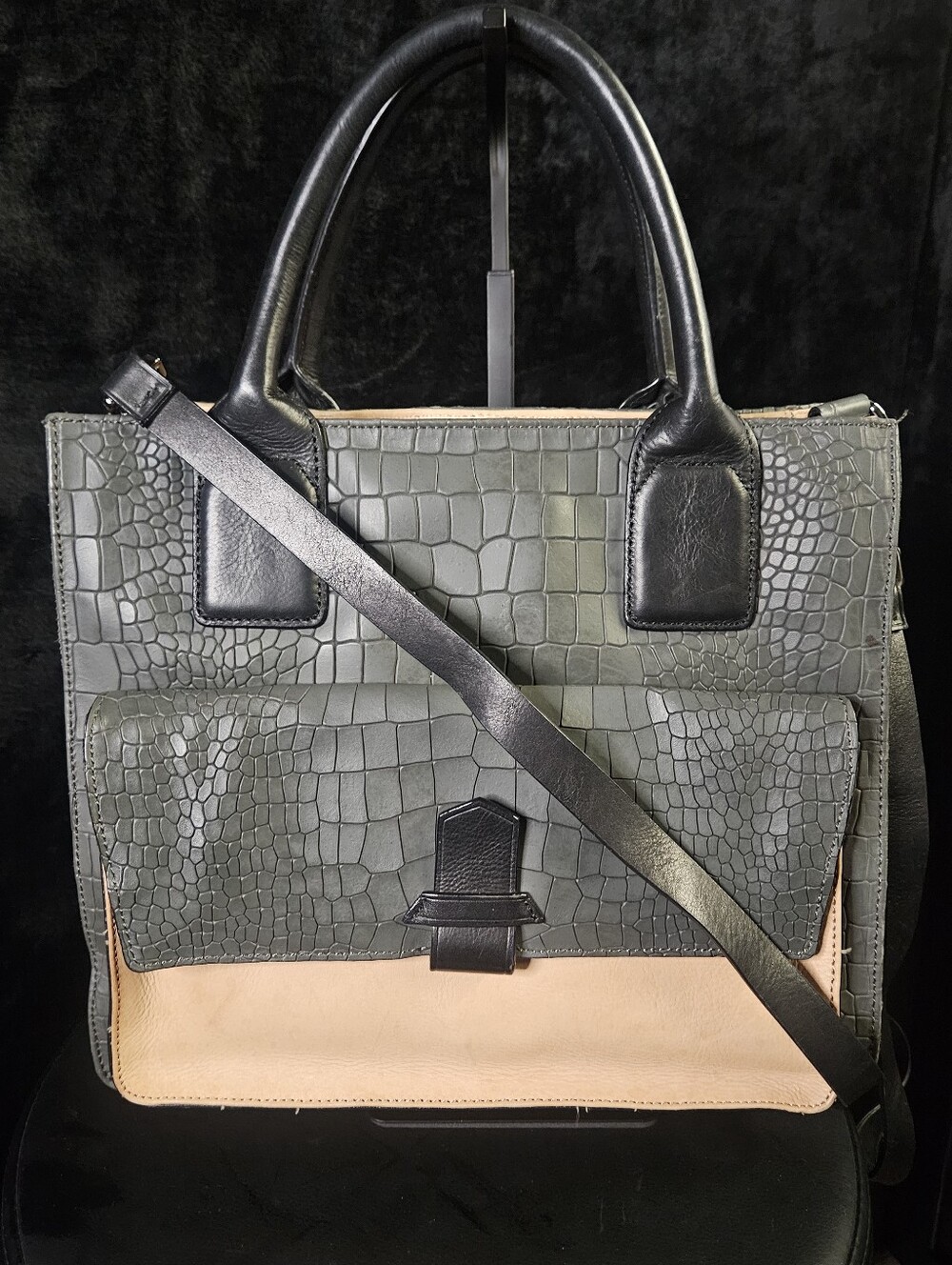 Kenneth Cole New York Croc-Embossed Leather Tote Crossbody Bag